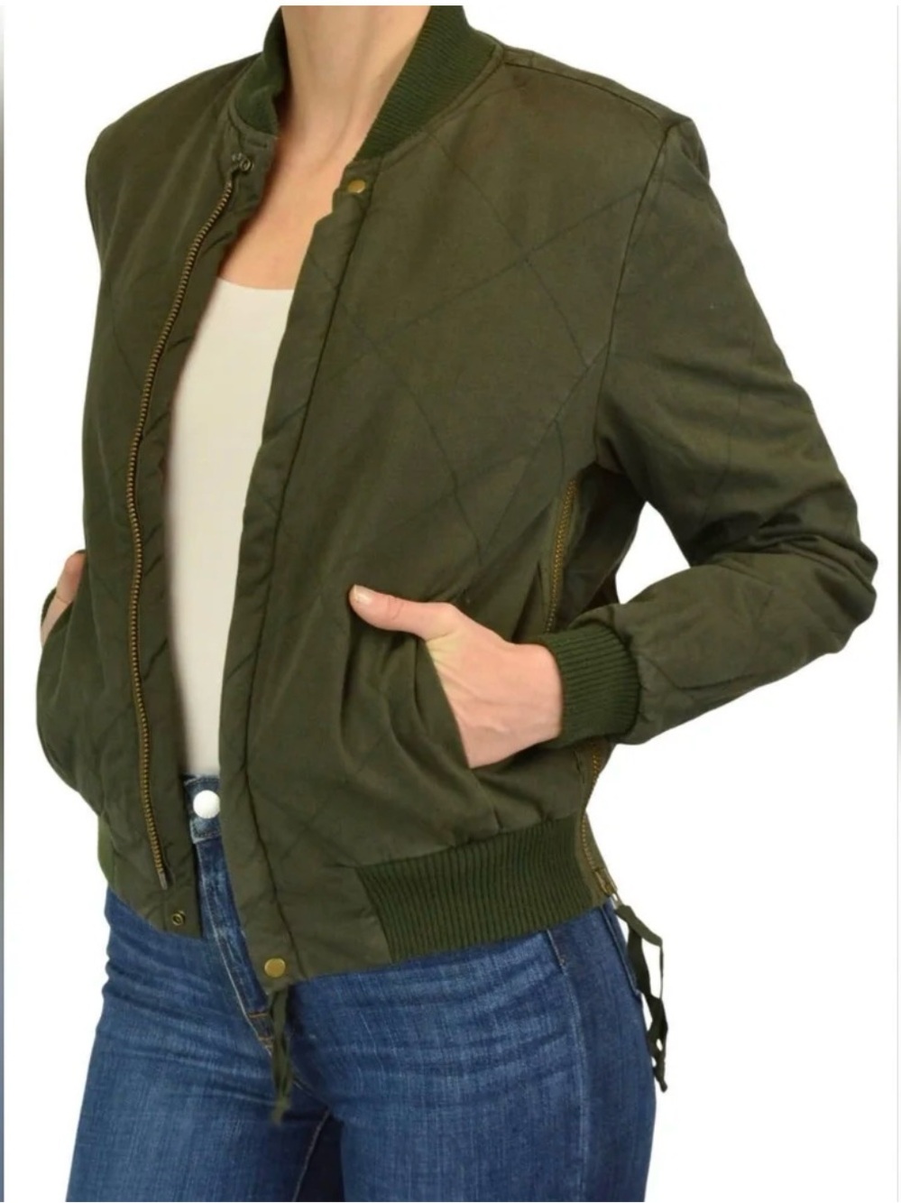 NSF Neil Army Green Bomber Jacket with Sherpa Lining Size Medium